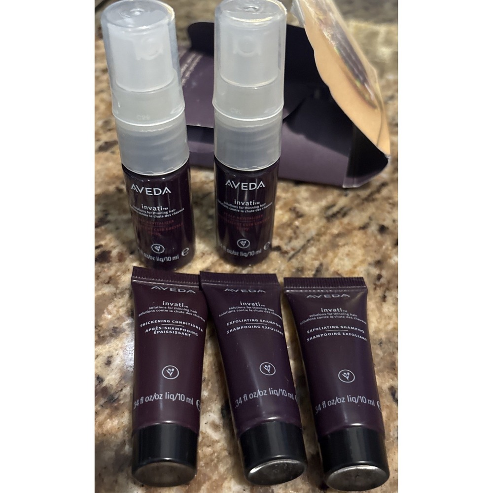 Aveda Invati  Travel Sample Size New‎  set of 5 Solutions Thinning for Hair